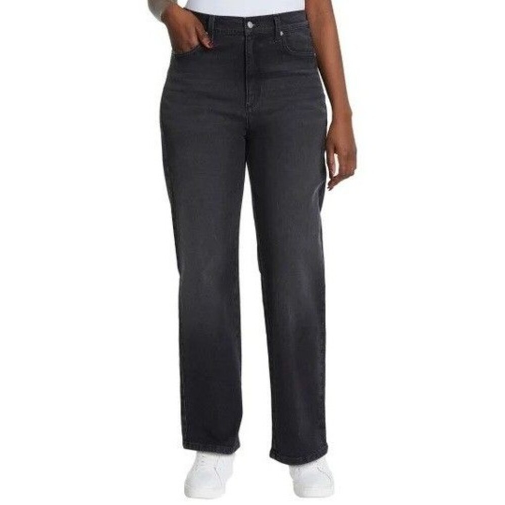 Gloria Vanderbilt Women's Straight Leg Relaxed High Rise Stretch Jean Black 12 - Picture 3 of 4
